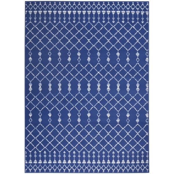 Palacedesigns 5 x 7 ft. Navy Blue & Ivory Berber Pattern Area Rug PA3670749 - main